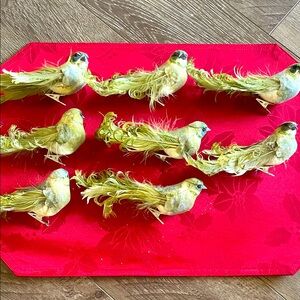 Feathered Bird Ornaments With Clips Lot of 8